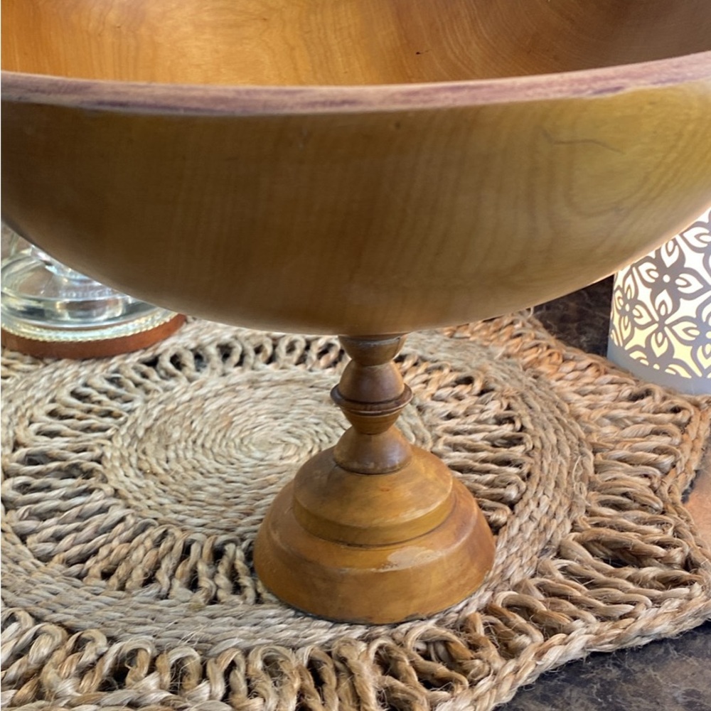 Elegant Wooden Pedestal Bowl